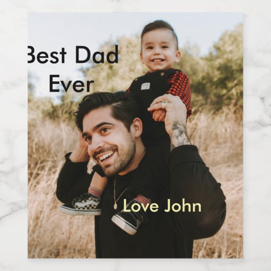 Best dad ever father's dad gift photo name simple  ワインラベル (シングルラベル)
