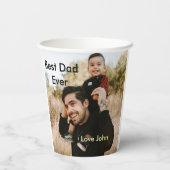 Best dad ever father's dad gift photo name simple  紙コップ (裏面)