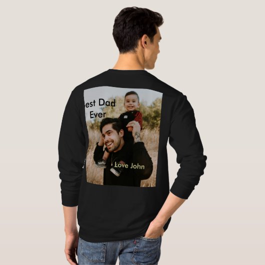 Best dad ever father's dad gift photo name simple tシャツ (裏面フル)