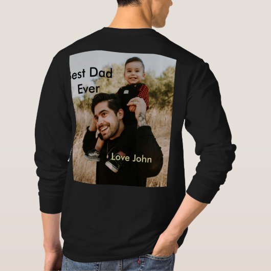 Best dad ever father's dad gift photo name simple tシャツ (裏面)
