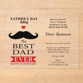 Best Dad Ever Fathers Day Mustache Luncheon BBQ アクリル招待状 (正面)