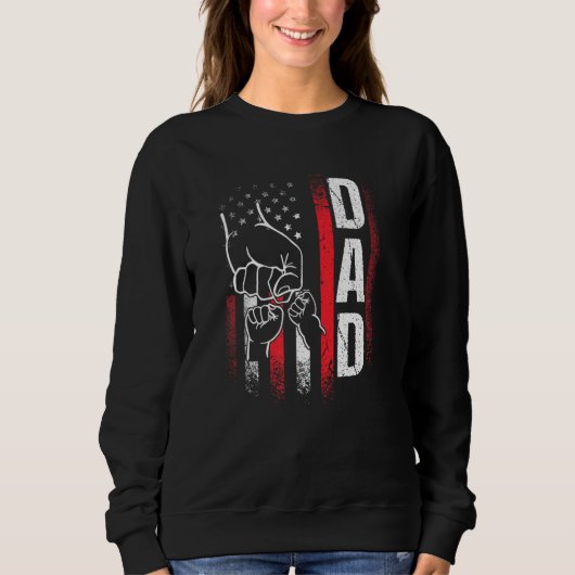 Best Dad Ever Fist Bump Dad American Flag Father s スウェットシャツ (正面)