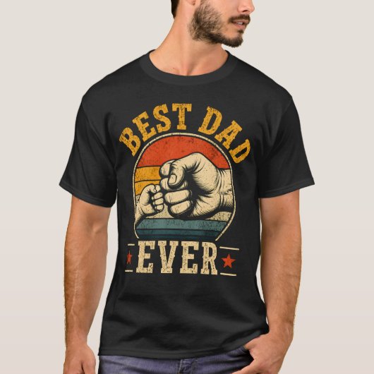 Best Dad Ever Fist Bump Retro Vintage Tシャツ (正面)