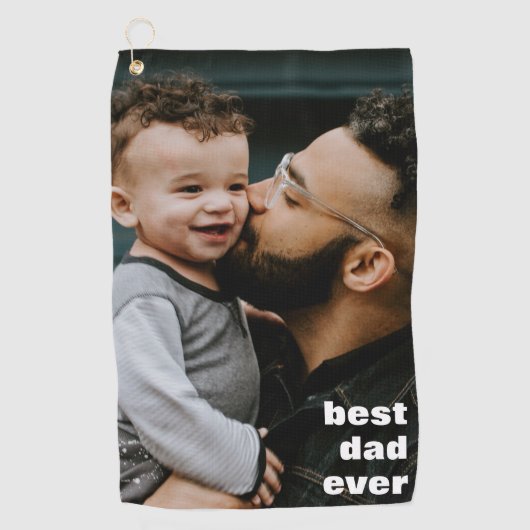 Best Dad Ever Full Photo Personalized ゴルフタオル (正面)