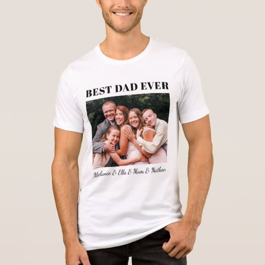 Best Dad Ever Fully Customizable Family Hug Photo トライブレンドＴシャツ (正面)