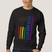 Best Dad Ever Gay Pride Rainbow American Flag Fath スウェットシャツ (正面)
