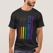 Best Dad Ever Gay Pride Rainbow American Flag Fath Tシャツ (正面)