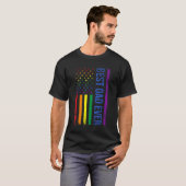 Best Dad Ever Gay Pride Rainbow American Flag Fath Tシャツ (正面フル)