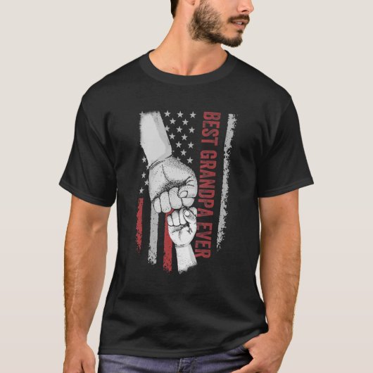 Best Dad Ever Grandpa American Flag For Dad Tシャツ (正面)