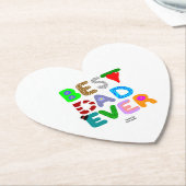 Best Dad Ever Heart Paper Coaster ペーパーコースター (アングル)