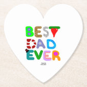 Best Dad Ever Heart Paper Coaster ペーパーコースター (正面)