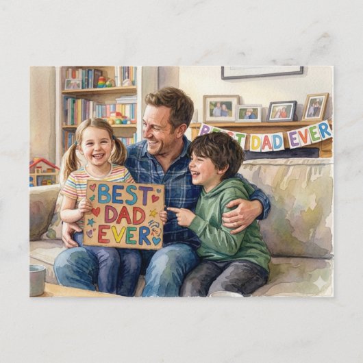 Best Dad Ever Holiday Postcard シーズンポストカード (正面)