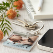 Best Dad Ever Modern Custom Photo キーホルダー (正面右)