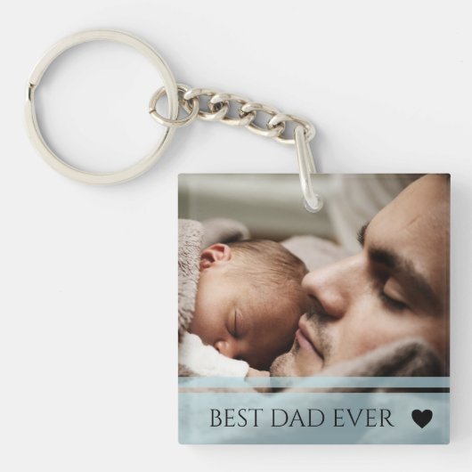Best Dad Ever Modern Custom Photo キーホルダー (正面)