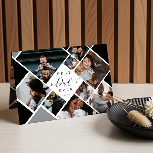 Best Dad Ever Modern Photo Collage Personalized カード