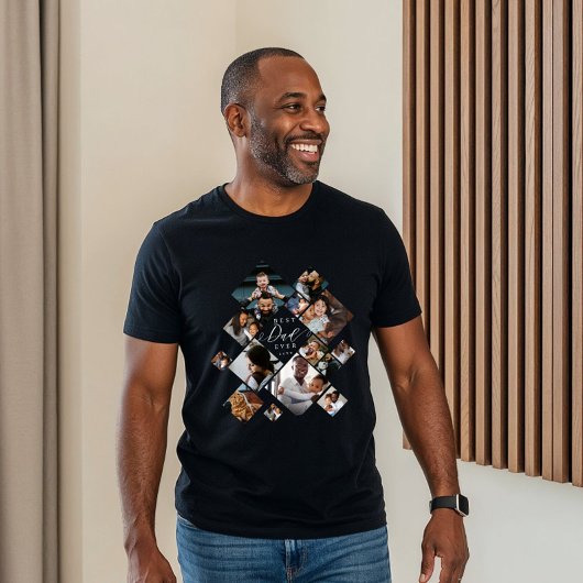 Best Dad Ever Modern Photo Collage Personalized トライブレンドＴシャツ