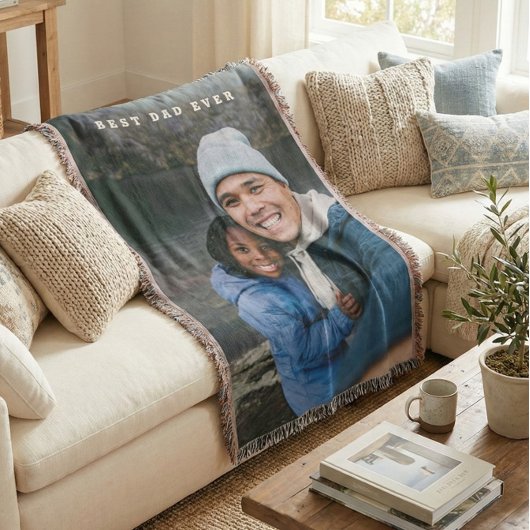 Best Dad Ever Personalized Family Photo Keepsake スローブランケット
