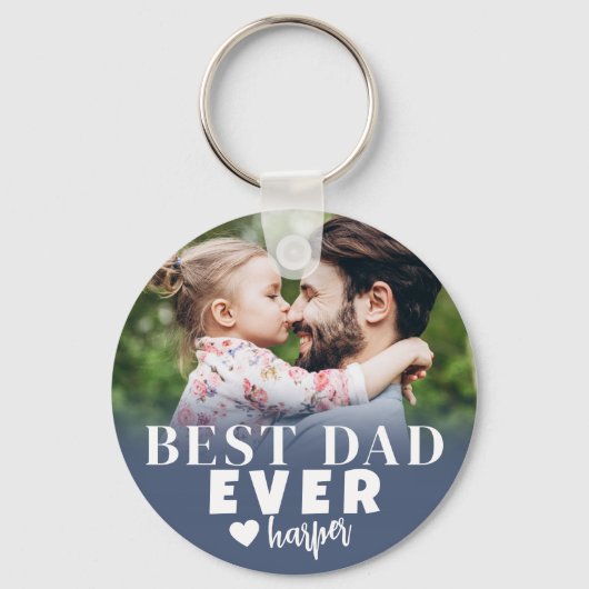 Best Dad Ever Personalized Photo キーホルダー (正面)