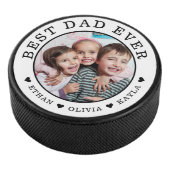 Best Dad Ever Personalized Photo Black And White アイスホッケーパック (3/4)