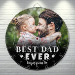 Best Dad Ever Photo ダーツボード<br><div class="desc">Best Dad Ever Personalized Dartboard. This custom dartboard is a fun and meaningful way to celebrate Dad, with the design printed on one side only. It features "Best Dad Ever" in bold, modern typography with two small hearts on each side of the word "Ever" for a sweet and loving touch....</div>