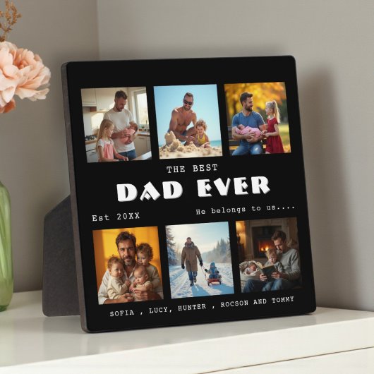 Best Dad Ever Photo Collage Black Plaque フォトプラーク