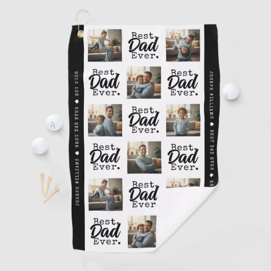 Best Dad Ever Photo Collage Father's Day ゴルフタオル (インサイチュ)