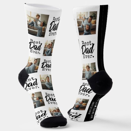 Best Dad Ever Photo Collage Father's Day ソックス (傾斜あり)