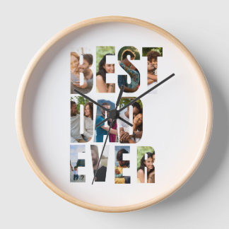 Best Dad Ever | Photo Collage Placeholder Template 壁時計