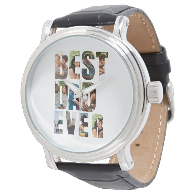 Best Dad Ever | Photo Collage Placeholder Template 腕時計 (アングル)