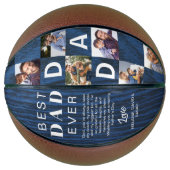 Best Dad Ever Photo Collage Woodgrain Personalize  バスケットボール (正面)