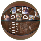 Best Dad Ever Photo Collage Woodgrain Personalize  バスケットボール (正面)