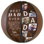 Best Dad Ever Photo Collage Woodgrain Personalize  バスケットボール (縦)