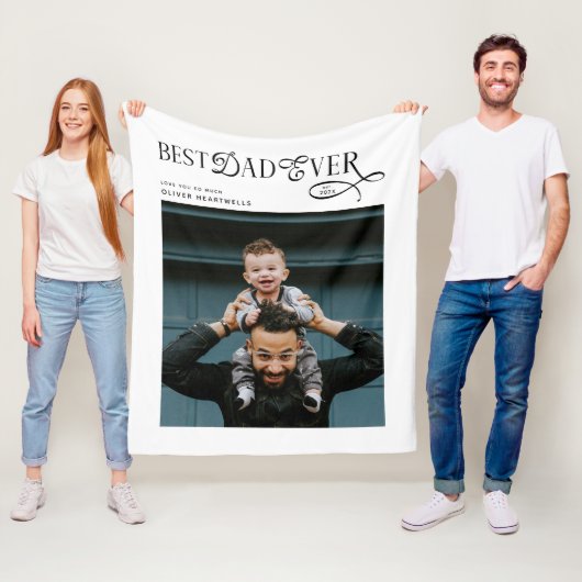 Best Dad Ever Photo Modern Fathers Day Gifts フリースブランケット (インサイチュ)