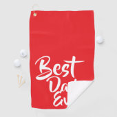 'Best Dad Ever' Red White Typography Heartfelt ゴルフタオル (インサイチュ)
