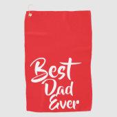 'Best Dad Ever' Red White Typography Heartfelt ゴルフタオル (正面)