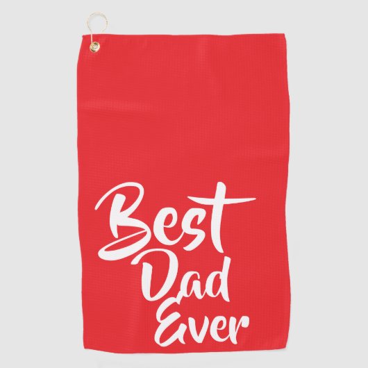'Best Dad Ever' Red White Typography Heartfelt ゴルフタオル (正面)