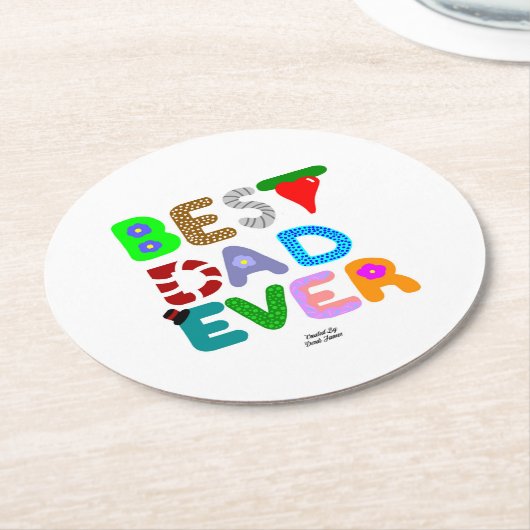 Best Dad Ever Round Paper Coaster ラウンドペーパーコースター (アングル)