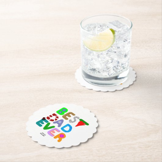 Best Dad Ever Scalloped Round Paper Coaster ペーパーコースター (インサイチュ)