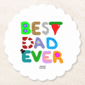 Best Dad Ever Scalloped Round Paper Coaster ペーパーコースター (正面)