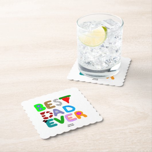 Best Dad Ever Square Scalloped Paper Coaster ペーパーコースター (インサイチュ)
