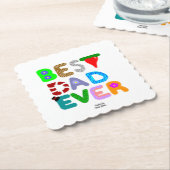 Best Dad Ever Square Scalloped Paper Coaster ペーパーコースター (アングル)