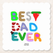 Best Dad Ever Square Scalloped Paper Coaster ペーパーコースター (正面)
