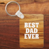 Best Dad Ever Teak Wood Photo キーホルダー (正面)