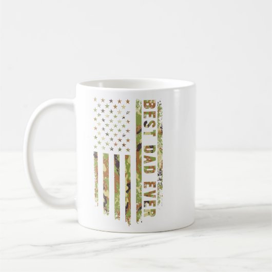 Best Dad Ever US Patriot Camouflage American Flag コーヒーマグカップ (左)