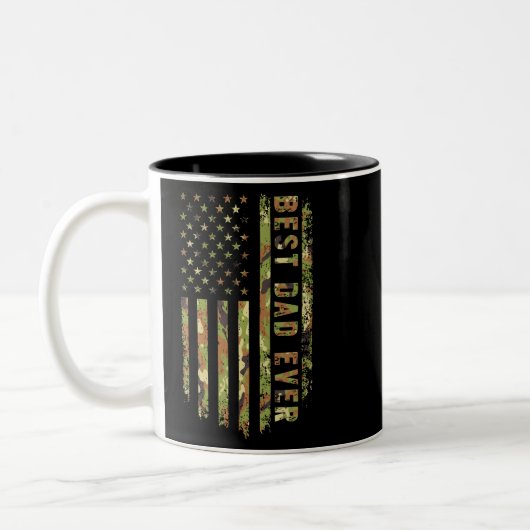 Best Dad Ever US Patriot Camouflage American Flag ツートーンマグカップ (左)