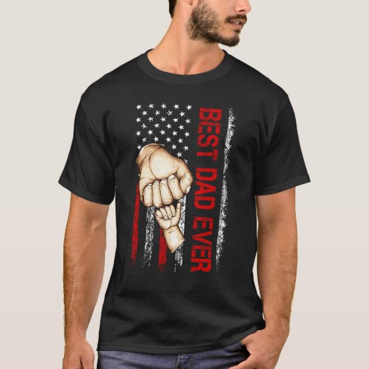 Best Dad Ever USA Flag Dad Have A Child  Father s  Tシャツ (正面)