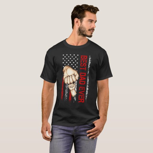 Best Dad Ever USA Flag Dad Have A Child  Father s  Tシャツ (正面フル)