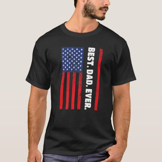 Best Dad Ever USA Vertical Flag Tシャツ (正面)