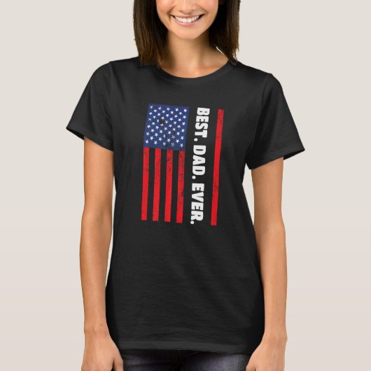 Best Dad Ever USA Vertical Flag Tシャツ (正面)