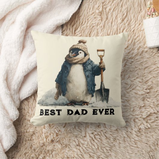 Best Dad Ever Winter Penguin Design クッション (ブランケット)